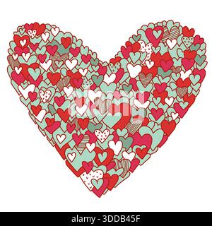 Simbolo vettoriale di colore del cuore astratto. love concept out line illustrazione vettoriale del cuore disegnata a mano isolata su bianco per la stampa, san valentino, auto da sposa Illustrazione Vettoriale