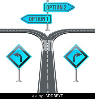 Concetto aziendale con infografiche e cartelli stradali Timeline. Icone di stile piatto. Illustrazione del vettore isolato Illustrazione Vettoriale