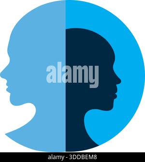 Profilo del volto umano silhouette comunicazione Logo Design Psicologia modello icona vettoriale Illustrazione Vettoriale