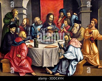 DAS Abendmall - ultima cena 1511 Hans Schäuflein 1480-1540 Germania tedesca ( ultima cena, apostolo, apostolo, l'ultima cena, Gesù condivise con i suoi apostoli, Gerusalemme, prima della sua Crocifissione ) Foto Stock