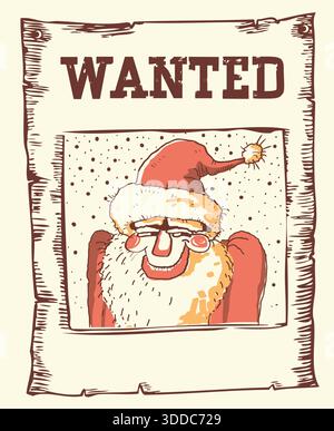 Natale da cowboy con stivaletto da cowboy e luci natalizie decorazioni natalizie su sfondo vintage con texture a poster vecchio. Illustrazione Vettoriale