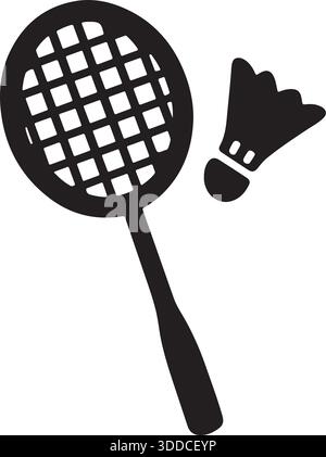 La racchetta da badminton e l'icona con la silhouette del rubinetto mostrano un'illustrazione vettoriale Illustrazione Vettoriale