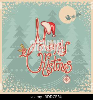 Natale da cowboy con stivaletto da cowboy e luci natalizie decorazioni natalizie su sfondo vintage con texture a poster vecchio. Questo design cattura lo spirito di Illustrazione Vettoriale