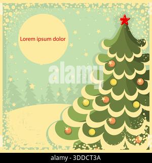Natale da cowboy con stivaletto da cowboy e luci natalizie decorazioni natalizie su sfondo vintage con texture a poster vecchio. Questo design cattura lo spirito di Illustrazione Vettoriale