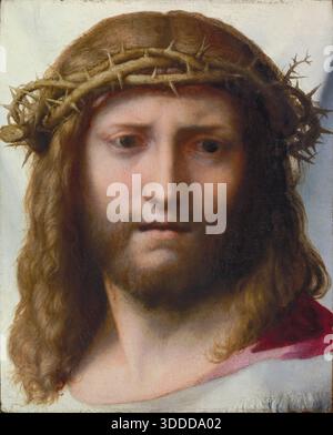 Correggio - Antonio Allegri, Head Portrait of Christ, circa 1525-1530, oil on panel, Los Angeles, California, STATI UNITI. Foto Stock