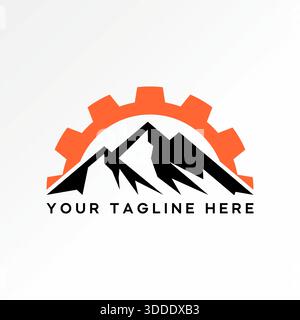 Montagna e attrezzatura in cima, come viaggio all'alba trasporto auto vacanza escursioni, logo, design grafico, immagine vettoriale di alta qualità creativa più venduta Illustrazione Vettoriale