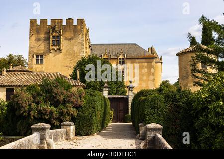 Château d'Allemagne-en-Provence, un mix di fortezza medievale, Manor rinascimentale e Country House provenzale Foto Stock