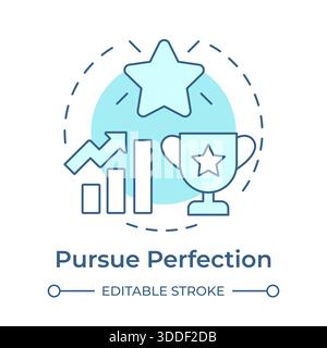 Persegui la perfezione icona di un concept blu morbido Illustrazione Vettoriale