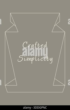 Una carta minimalista con un morbido sfondo grigio e un bordo piegato in stile origami che sfoggia la semplicità di lavorazione. Illustrazione Vettoriale