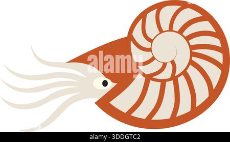 Icona vettore conchiglia Nautilus: Illustrazione del segno di animale marino piatto Illustrazione Vettoriale