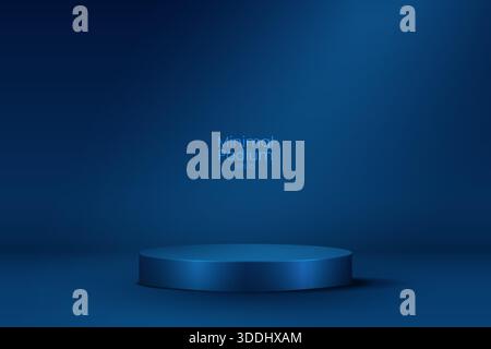 Minimi palchi a podio e piattaforma vetrina prodotto con coperture in legno e dorate di forma rotonda e quadrata. Palchi in legno e plat vetrina prodotti Illustrazione Vettoriale