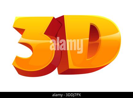 testo 3d cartoni animati film oggetto cinematografico, tipografia Illustrazione Vettoriale