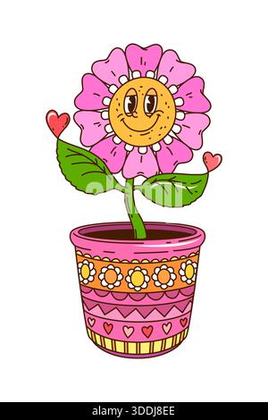 Personaggio rétro floreale di san valentino Illustrazione Vettoriale