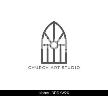 Modello minimale con logo per finestre in vetro colorato Illustrazione Vettoriale