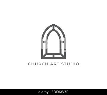 Modello minimale con logo per finestre in vetro colorato Illustrazione Vettoriale