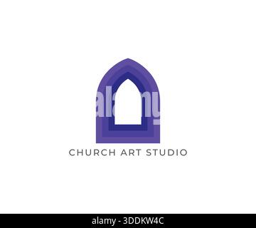 Modello minimale con logo per finestre in vetro colorato Illustrazione Vettoriale