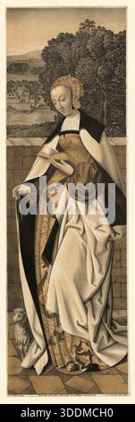 Agnese di Roma (nata intorno al 237) è venerata in varie denominazioni come martire, vergine consacrata e santa. Qui è raffigurata con una pecora. Si tratta di una riproduzione storica, autentica, restaurata digitalmente da un originale del XIX secolo. Data di registrazione non indicata. Foto Stock