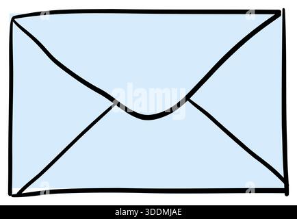 Immagine vettoriale del messaggio con lettera e-mail disegnata a mano con l'icona di una busta chiusa Illustrazione Vettoriale