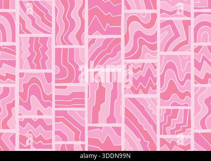 Il doodle rosa astratto crea un motivo senza cuciture. Illustrazione vettoriale sfondo piatto. Illustrazione Vettoriale