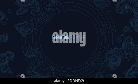 Mappa paesaggistica dell'elevazione della montagna a profilo astratto. Mappa topografica in rilievo minima astratta. Griglia vettoriale contorno terreno con una posizione centrale per il testo. Illustrazione Vettoriale