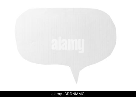 Bolla bianca e arrotondata isolata su sfondo bianco, icona di chat minima per messaggi e commenti. Foto Stock