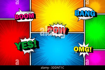 Comic Speech Bubbles. Illustrazioni vettoriali. Explosion. Concetto di fumetto. Illustrazione Vettoriale