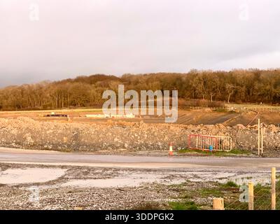 Cantiere per la linea ferroviaria ad alta velocità HS2 l'ambizioso progetto ferroviario britannico che collega Londra e Birmingham, Banbury, Inghilterra, grandi infrastrutture Foto Stock