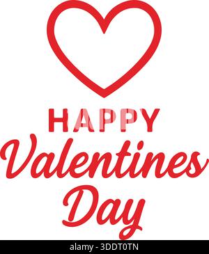 Felice San Valentino cuore testo illustrazione di design Illustrazione Vettoriale