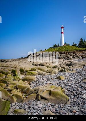 Faro di Black Rock sulla costa rocciosa della baia di Fundy in nuova Scozia, Canada Foto Stock
