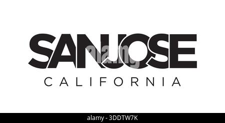 San Jose, California, USA tipografia slogan design. Logo America con scritta City per stampa e prodotti Web. Illustrazione Vettoriale