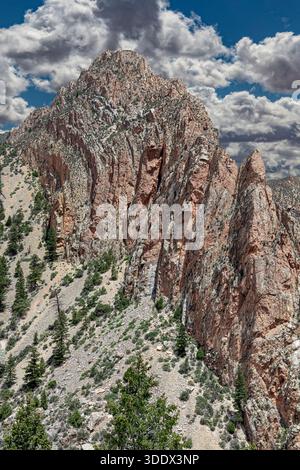 La formazione Morgan è esposta in modo prominente nell'area geologica di Sheep Creek Canyon, nel nord-est dello Utah. Foto Stock