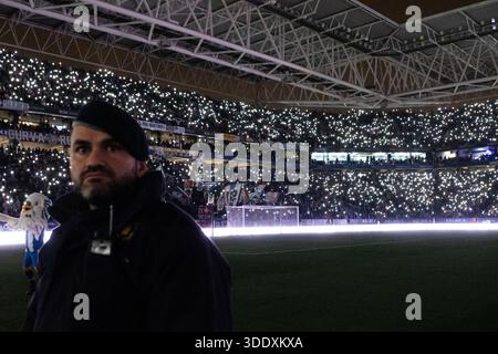 Cornella El Prat, ESP. 3 gennaio 2026. RCD ESPANYOL vs FC BARCELONA 3 gennaio 2026 Vista generale prima della partita tra RCD Espanyol e FC Barcelona corrispondente al diciottesimo giorno di la Liga EA Sports allo stadio RCDE di Barcellona, Spagna. Crediti: Rosdemora/Alamy Live News Foto Stock