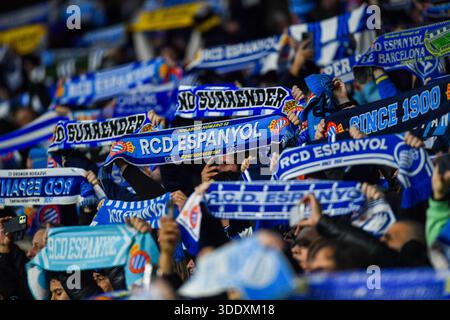 Cornella El Prat, ESP. 3 gennaio 2026. RCD ESPANYOL vs FC BARCELONA 3 gennaio 2026 Vista generale durante la partita tra RCD Espanyol e FC Barcelona corrispondente al diciottesimo giorno di la Liga EA Sports allo stadio RCDE di Barcellona, Spagna. Crediti: Rosdemora/Alamy Live News Foto Stock