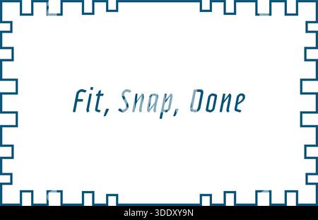 Una scheda rifilata blu orizzontale con spigoli meccanici intagliati e titolo corsivo Fit Snap Done. Illustrazione Vettoriale