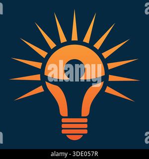 Lampadina Sunburst Creativity Innovation modello logo icona Vector Illustrazione Vettoriale