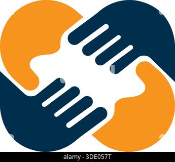 Handshake Unity Partnership Logo Design Business Vector Template icona Illustrazione Vettoriale