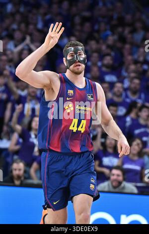 Madrid, Spagna. 4 gennaio 2026. Joel Parra del FC Barcelona durante la partita di Liga Endesa ACB tra Real Madrid e FC Barcelona alla Movistar Arena di Madrid il 4 gennaio 2026, Spagna (foto di Oscar Gonzalez/Sipa USA) crediti: SIPA USA/Alamy Live News Foto Stock