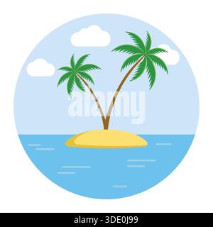 Due palme sull'isola tropicale Illustrazione Vettoriale