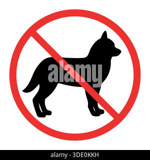 Non sono ammessi cani. Cartello di divieto cane, illustrazione vettoriale. Illustrazione Vettoriale