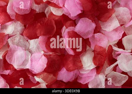 sfondo di petali di rosa artificiali Foto Stock
