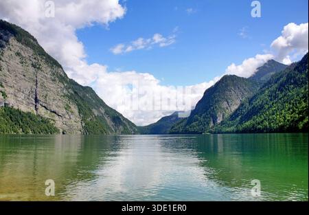 Vista sul lago Königssee a Berchtesgaden, Germania Foto Stock