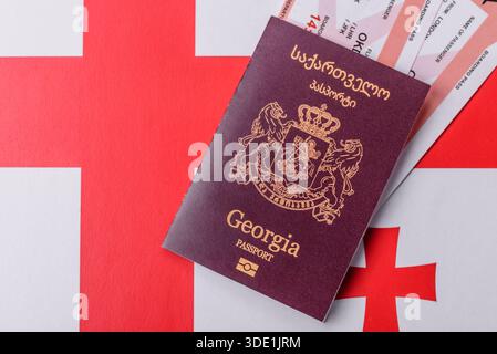 Passaporto della Georgia, visto georgiano per viaggi internazionali e vacanze. Passaporto georgiano come sfondo per il tuo disegno Foto Stock