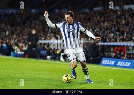 San Sebastian, Spagna. 4 gennaio 2026. (Sociedad) calcio: Partita spagnola "LaLiga EA Sports" tra Real Sociedad - Club Atletico de Madrid all'Estadio de Anoeta di San Sebastian, Spagna. Crediti: Mutsu Kawamori/AFLO/Alamy Live News Foto Stock