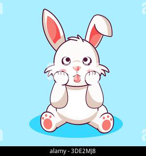 Giocoso coniglio di cartone che attacca la lingua fuori illustrazione vettoriale Cartoon Design Kawaii Illustrazione Vettoriale