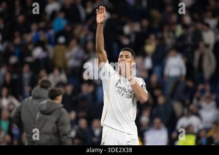 Madrid, Spagna. 4 gennaio 2026. Jude Bellingham del Real Madrid visto durante la partita EA SPORTS la Liga 2025-2026 tra Real Madrid e Real Betis allo stadio Santiago Bernabéu. Punteggio finale: Real Madrid 5-1 Real Betis. (Foto di David Canales/SOPA Images/Sipa USA) credito: SIPA USA/Alamy Live News Foto Stock