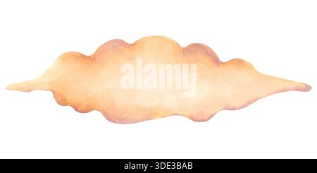 Illustrazione ad acquerello di una nuvola con forme arrotondate in tonalità pastello beige. Clip isolata disegnata a mano art. Disegno del cielo dei cartoni animati infantili per le carte, b Foto Stock