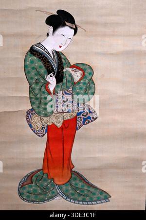 Beautiful Woman di Tsukioka Settei, 1786;colore su seta, Giappone. Foto Stock