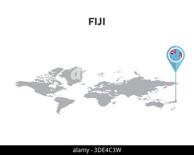 Spilla di posizione DELLE FIGI sulla mappa del mondo con bandiera nel corpo di spilla Illustrazione Vettoriale