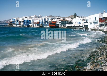 La piccola Venezia sull'isola di Mykonos, Grecia Foto Stock