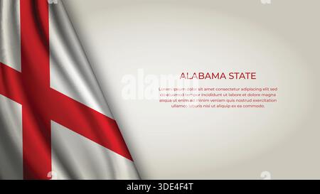 Backgound di alta qualità con bandiera ondulata dello stato dell'Alabama Illustrazione Vettoriale